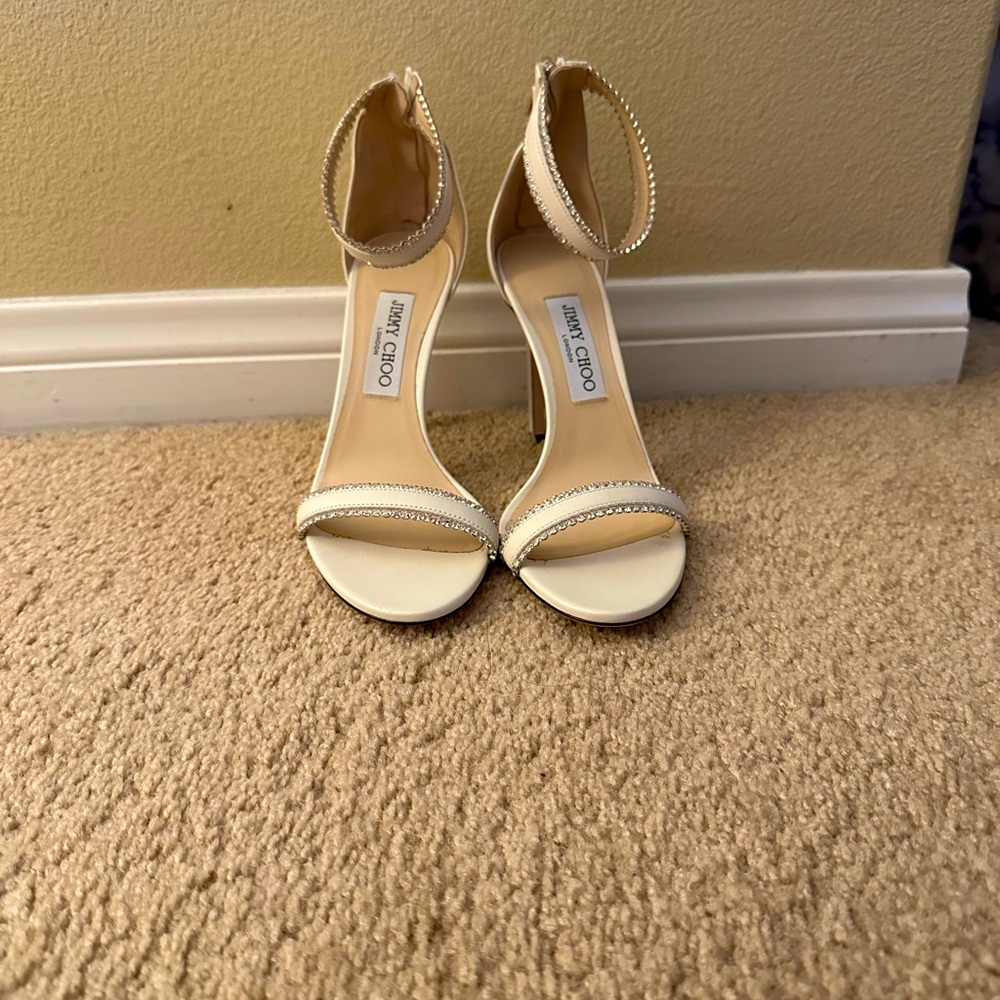White jimmy choo heels